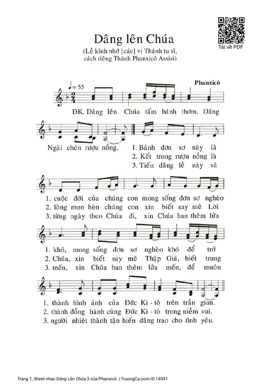 Sheet nhạc PDF bài Dâng Lên Chúa 3