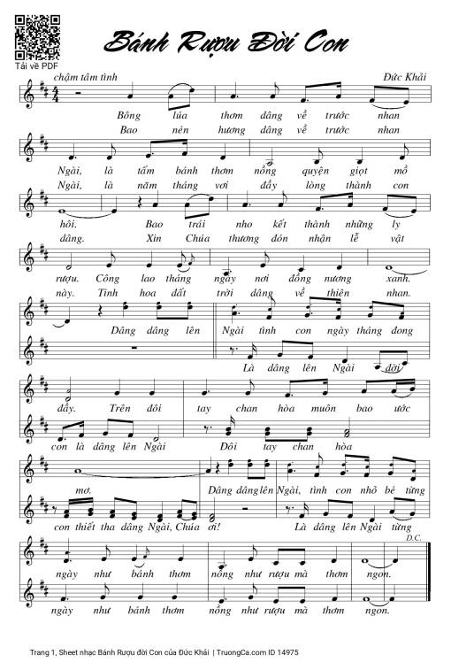 Sheet nhạc PDF bài Bánh Rượu đời Con