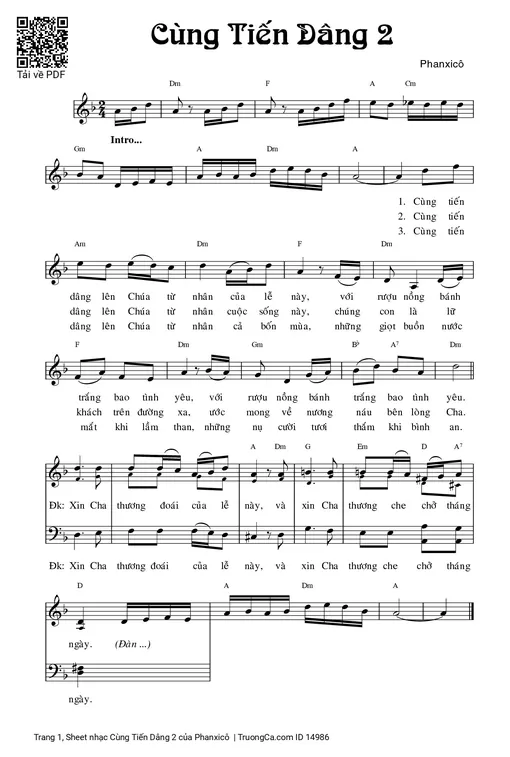 Sheet nhạc PDF bài Cùng Tiến Dâng 2