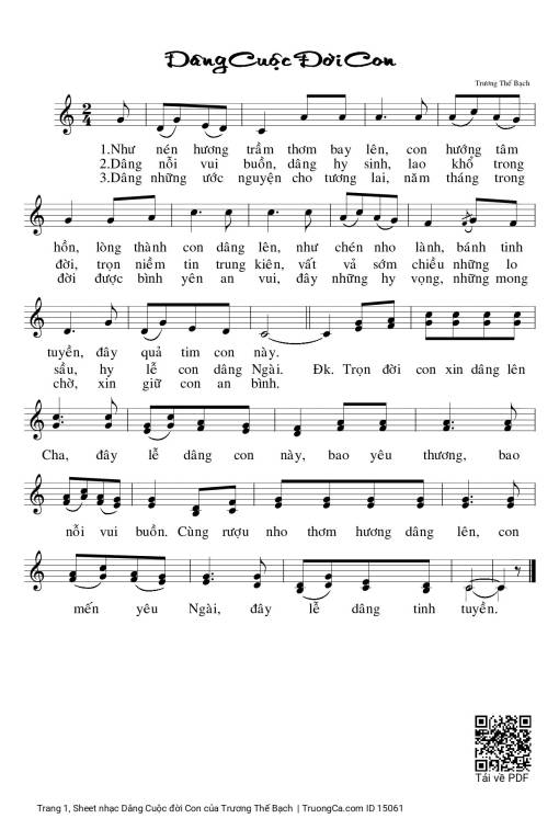 Sheet nhạc PDF bài Dâng Cuộc đời Con