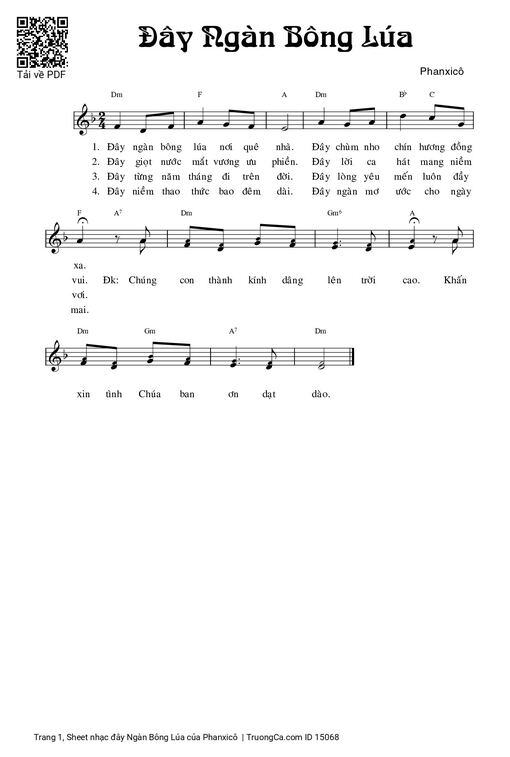 Sheet nhạc PDF bài đây Ngàn Bông Lúa