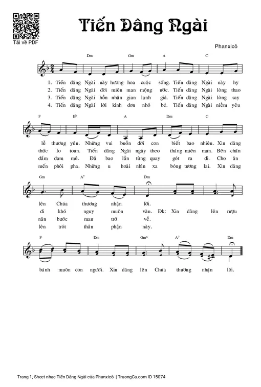 Sheet nhạc PDF bài Tiến Dâng Ngài