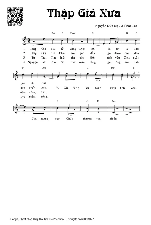Sheet nhạc PDF bài Thập Giá Xưa