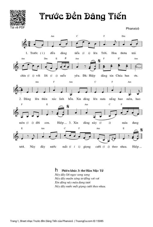 Sheet nhạc PDF bài Trước đền Dâng Tiến