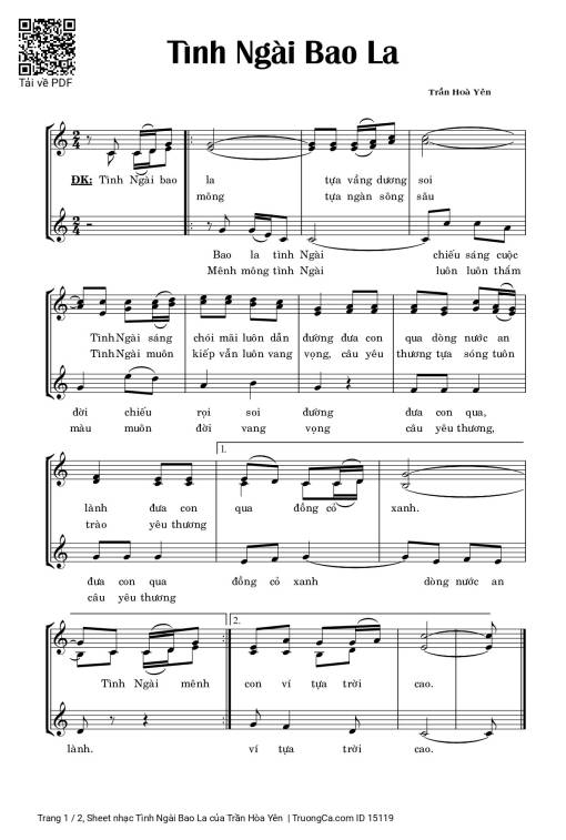 Sheet nhạc PDF bài Tình Ngài Bao La