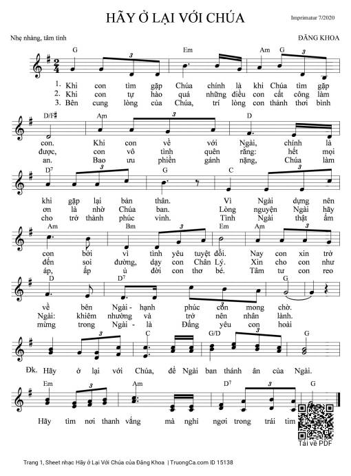 Sheet nhạc PDF bài Hãy ở Lại Với Chúa