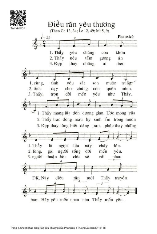 Sheet nhạc PDF bài điều Răn Yêu Thương