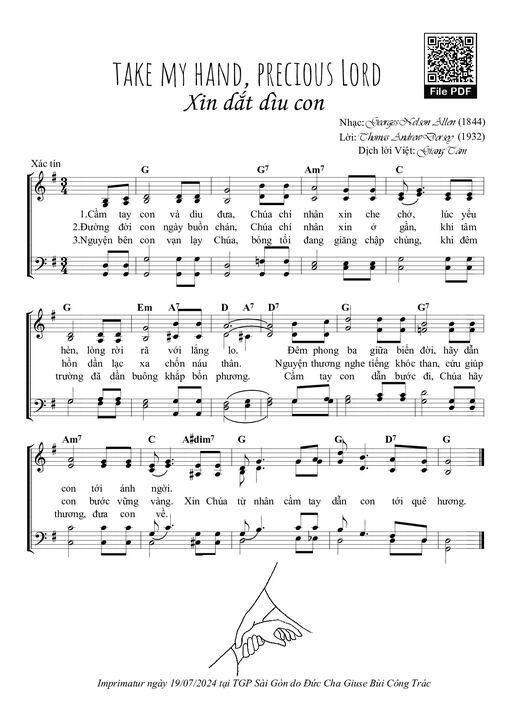 Sheet nhạc PDF bài Precious Lord Take My Hand - Xin Dắt Dìu Con