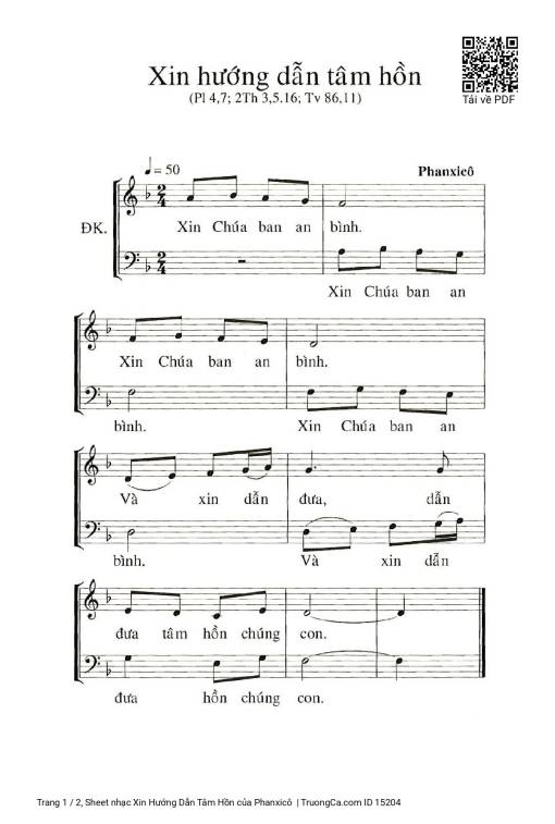 Sheet nhạc PDF bài Xin Hướng Dẫn Tâm Hồn
