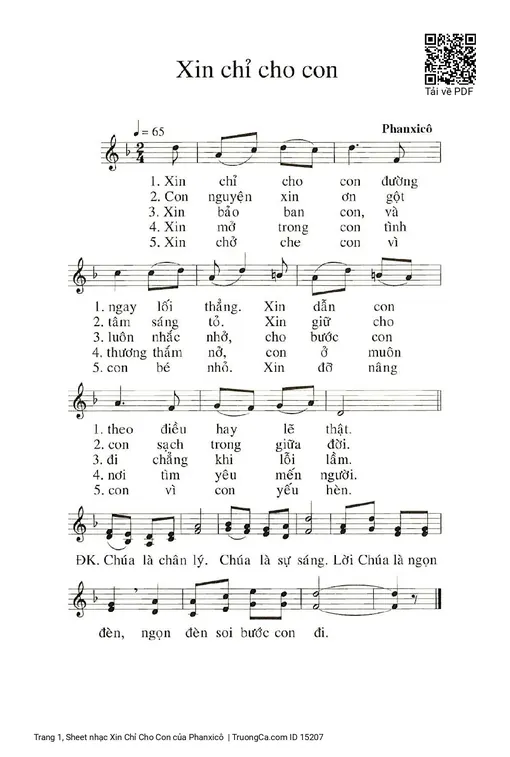 Sheet nhạc PDF bài Xin Chỉ Cho Con