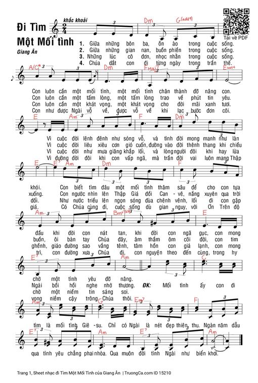 Sheet nhạc PDF bài đi Tìm Một Mối Tình