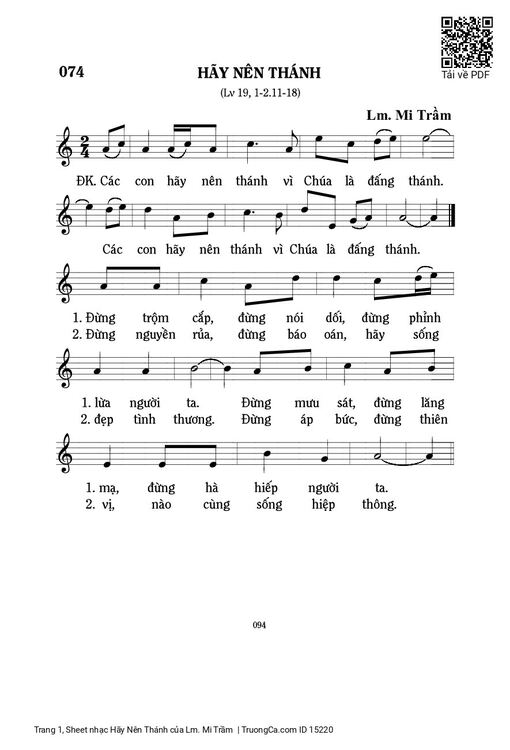 Sheet nhạc PDF bài Hãy Nên Thánh