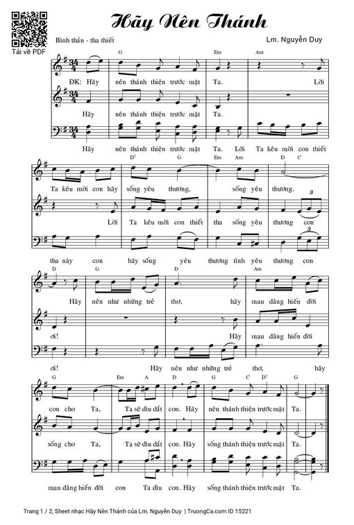 Sheet nhạc PDF bài Hãy Nên Thánh