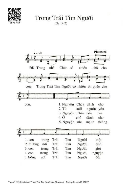Sheet nhạc PDF bài Trong Trái Tim Người