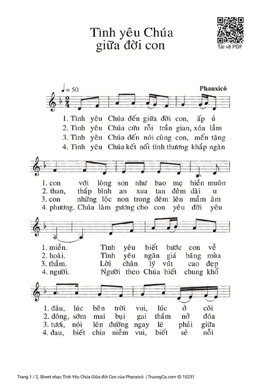 Sheet nhạc PDF bài Tình Yêu Chúa Giữa đời Con