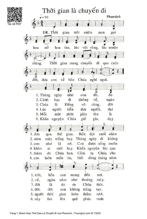 Sheet nhạc PDF bài Thời Gian Là Chuyến đi