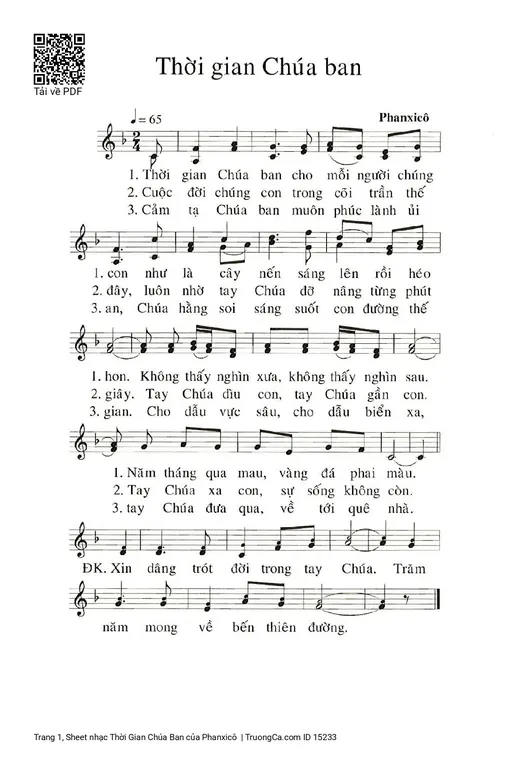 Sheet nhạc PDF bài Thời Gian Chúa Ban