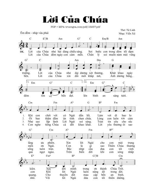 Sheet nhạc PDF bài Lời Của Chúa