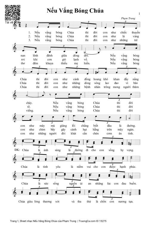 Sheet nhạc PDF bài Nếu Vắng Bóng Chúa