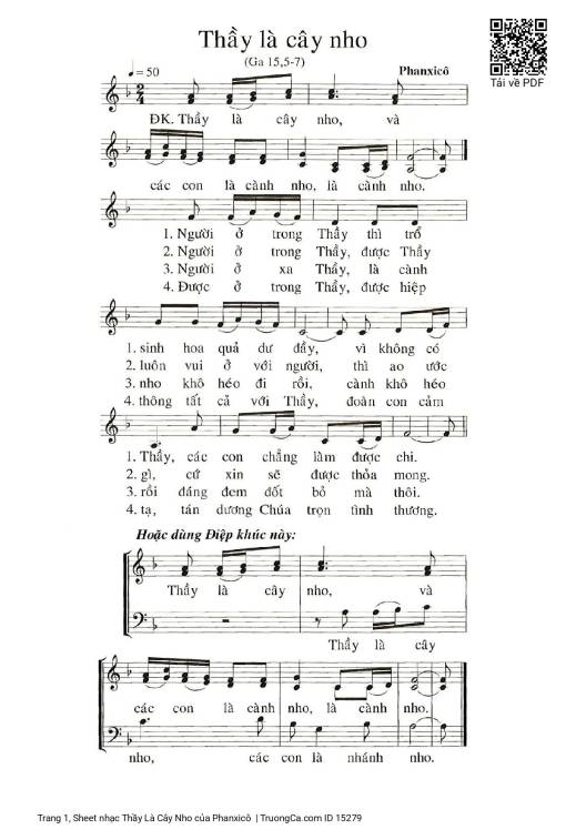 Sheet nhạc PDF bài Thầy Là Cây Nho