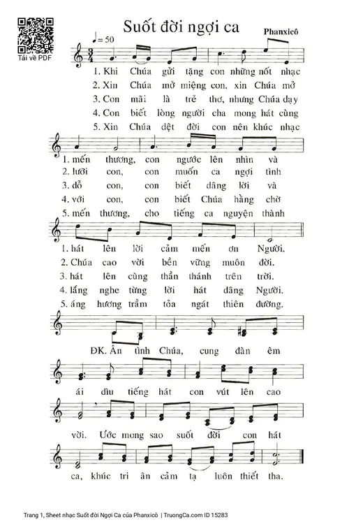 Sheet nhạc PDF bài Suốt đời Ngợi Ca