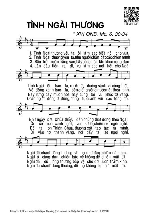 Sheet nhạc PDF bài Tình Ngài Thương (mc. 6)