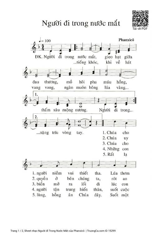 Sheet nhạc PDF bài Người đi Trong Nước Mắt