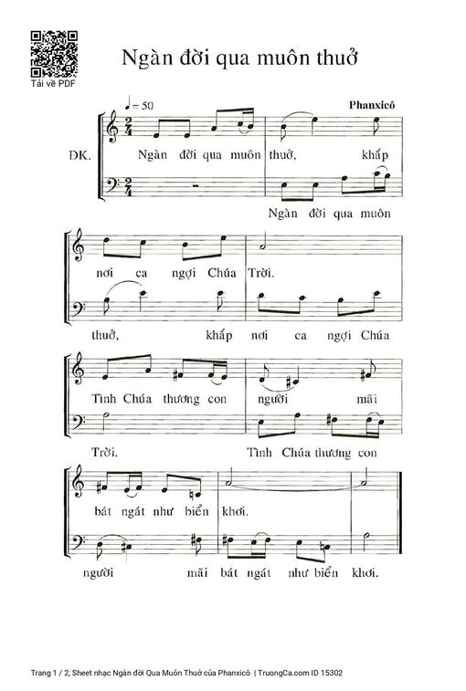 Sheet nhạc PDF bài Ngàn đời Qua Muôn Thuở