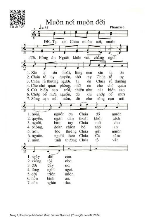 Sheet nhạc PDF bài Muôn Nơi Muôn đời