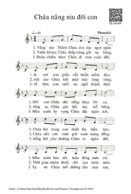 Sheet nhạc PDF bài Chúa Nâng Niu đời Con