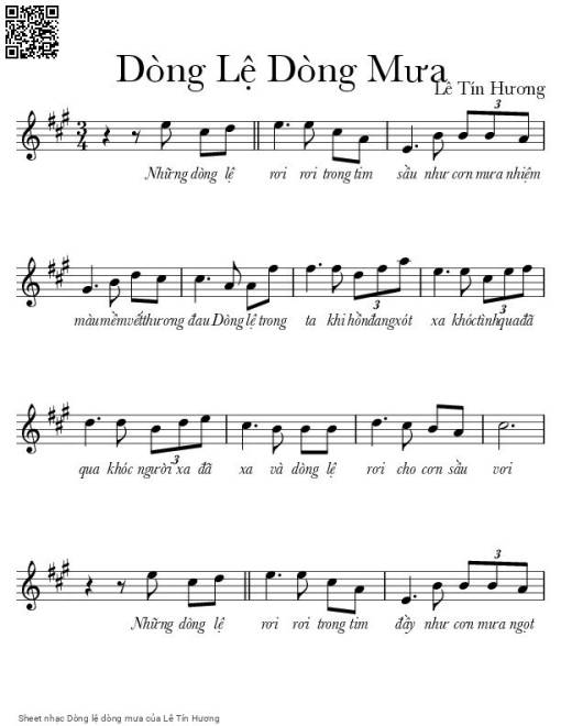 Sheet nhạc PDF bài Dòng lệ dòng mưa