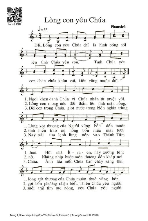 Sheet nhạc PDF bài Lòng Con Yêu Chúa