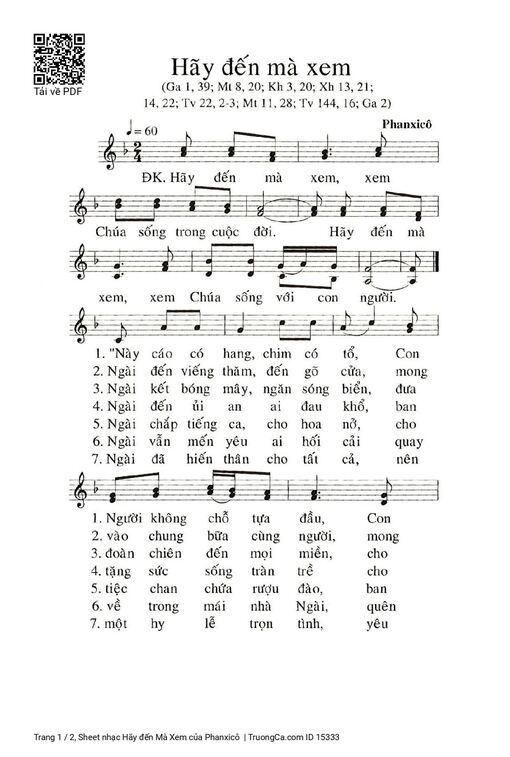 Sheet nhạc PDF bài Hãy đến Mà Xem