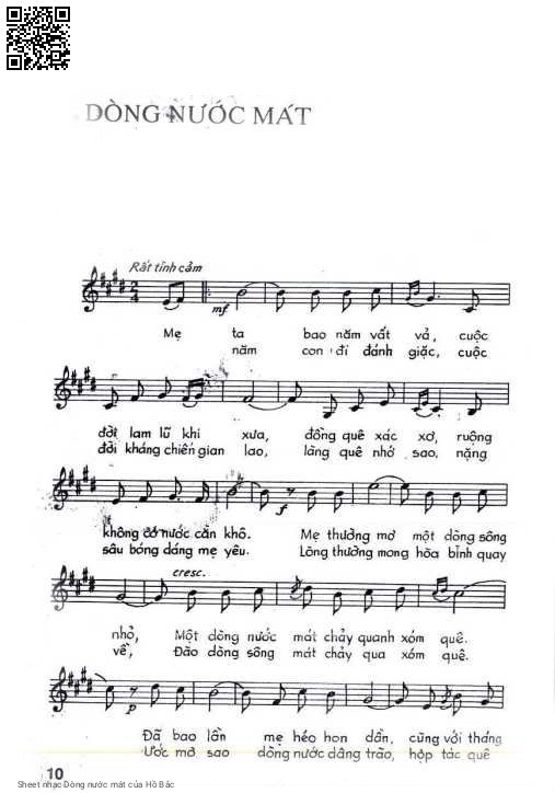 Sheet nhạc PDF bài Dòng nước mát