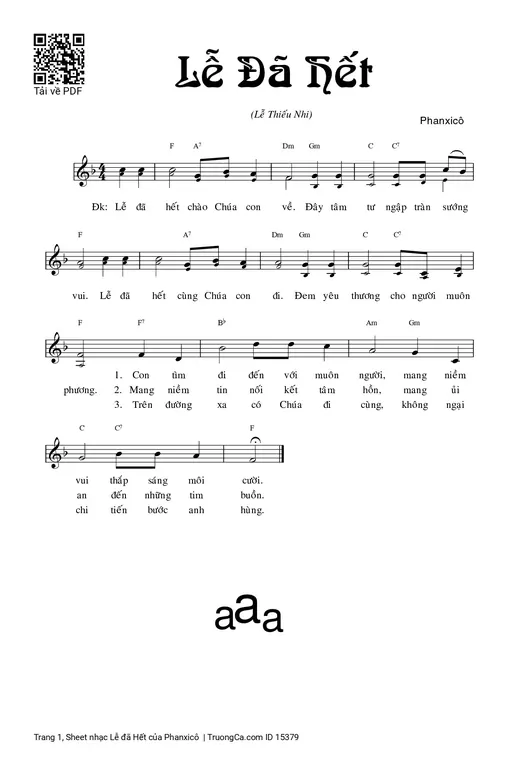 Sheet nhạc PDF bài Lễ đã Hết