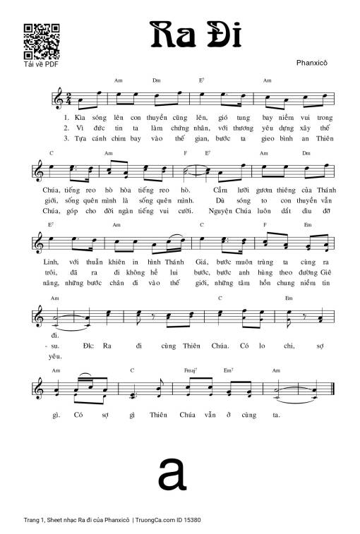Sheet nhạc PDF bài Ra đi - Phanxicô