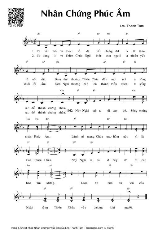 Sheet nhạc PDF bài Nhân Chứng Phúc âm