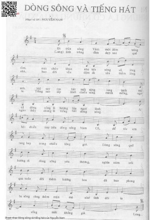 Sheet nhạc PDF bài Dòng sông và tiếng hát