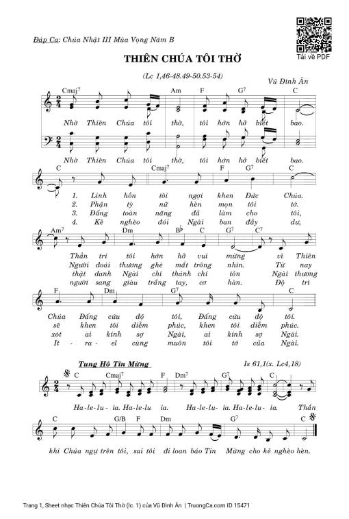 Sheet nhạc PDF bài Thiên Chúa Tôi Thờ (lc. 1)