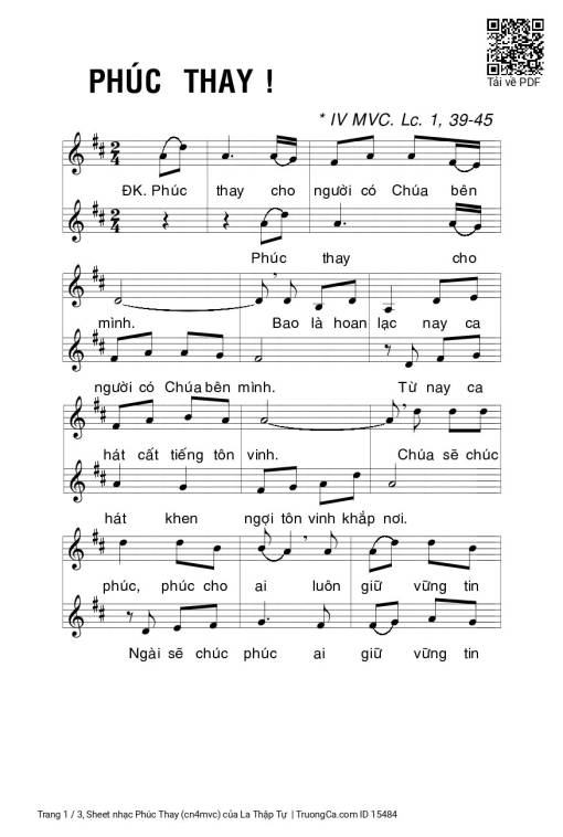 Sheet nhạc PDF bài Phúc Thay (cn4mvc)