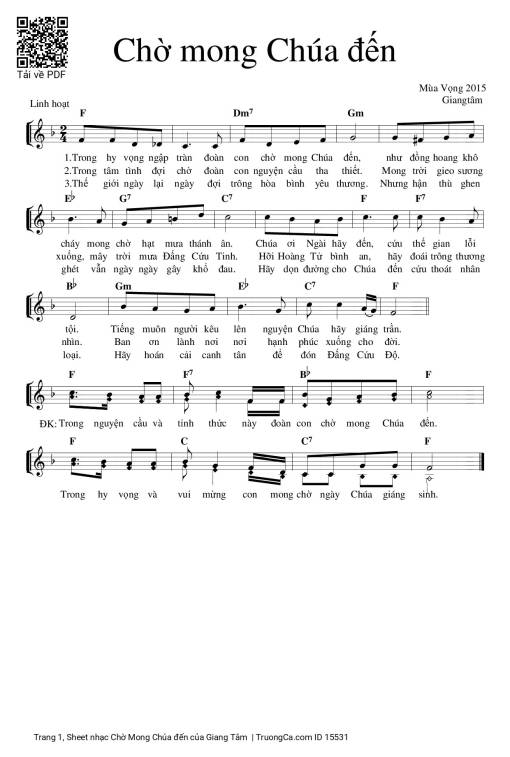 Sheet nhạc PDF bài Chờ Mong Chúa đến