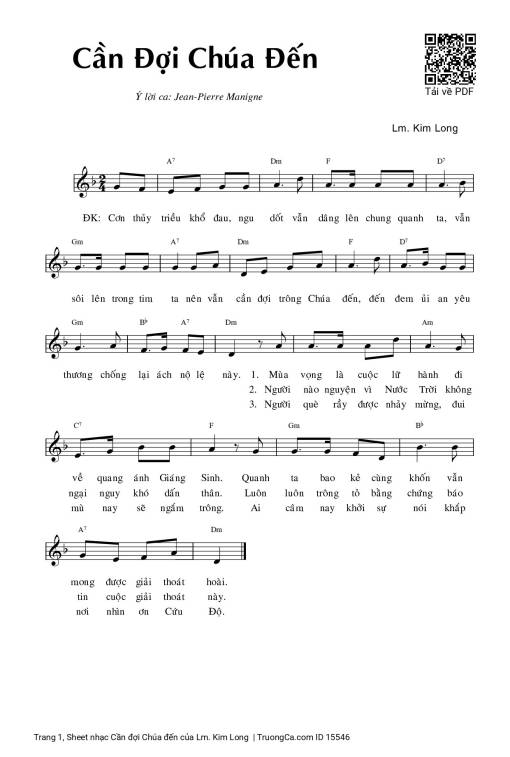 Sheet nhạc PDF bài Cần đợi Chúa đến