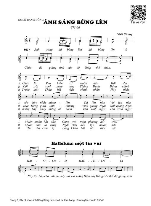 Sheet nhạc PDF bài ánh Sáng Bừng Lên