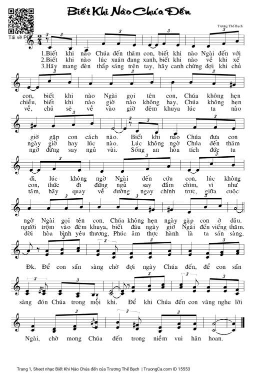 Sheet nhạc PDF bài Biết Khi Nào Chúa đến