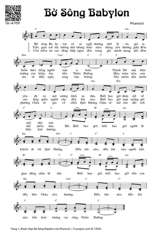 Sheet nhạc PDF bài Bờ Sông Babylon