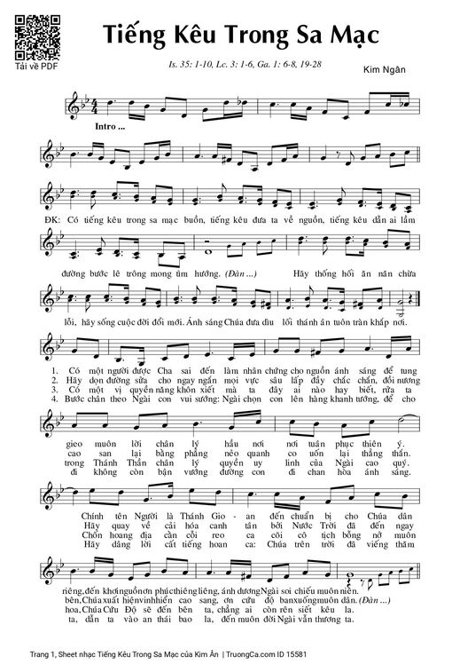 Sheet nhạc PDF bài Tiếng Kêu Trong Sa Mạc