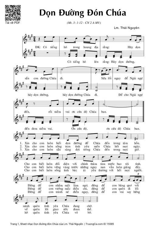 Sheet nhạc PDF bài Dọn đường đón Chúa