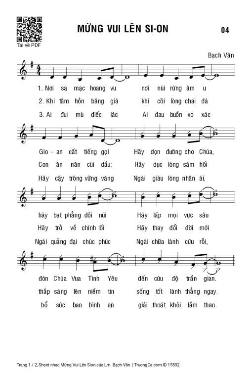 Sheet nhạc PDF bài Mừng Vui Lên Sion