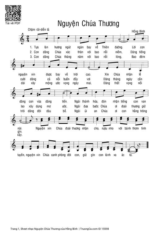 Sheet nhạc PDF bài Nguyện Chúa Thương