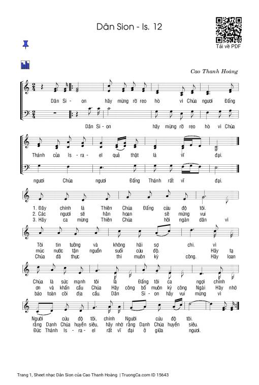 Sheet nhạc PDF bài Dân Sion - Cao Thanh Hoàng